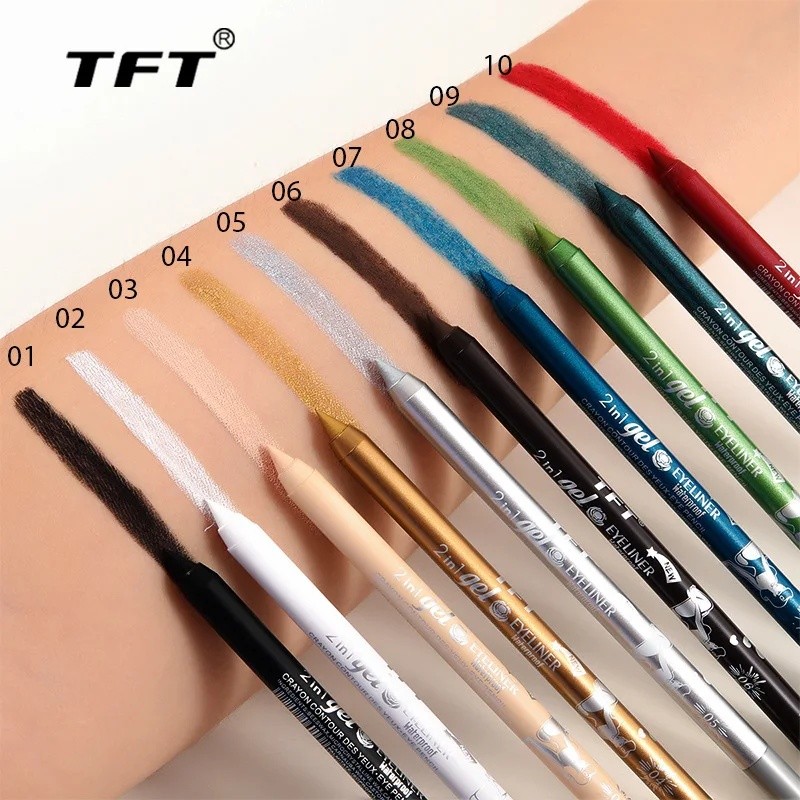 Eyeliner tahan air Pensil tahan lama Pigmen warna-warni Biru Hitam Putih Warna Gel Eye Liner Pen Mak