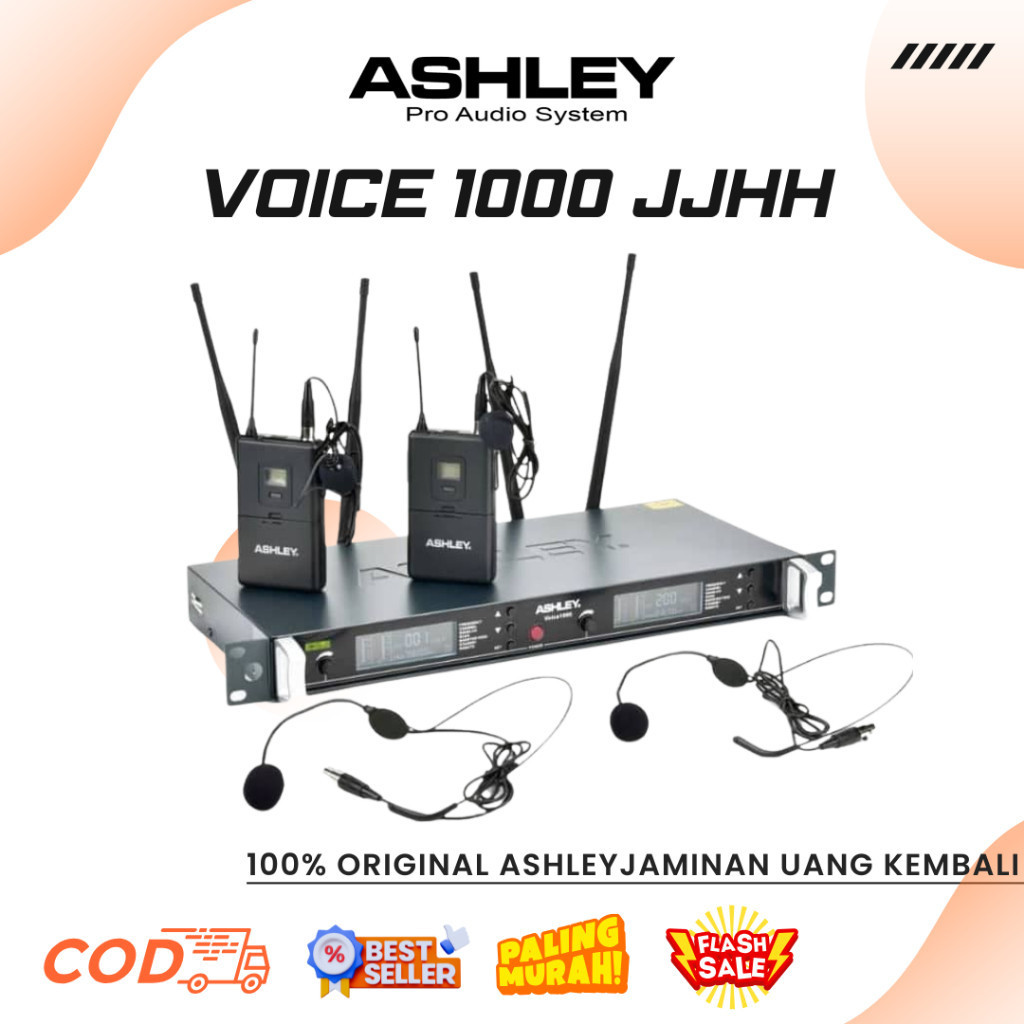 Mic Wireless Ashley Voice 1000 JJHH Professional Dynamic Wireless Microphone