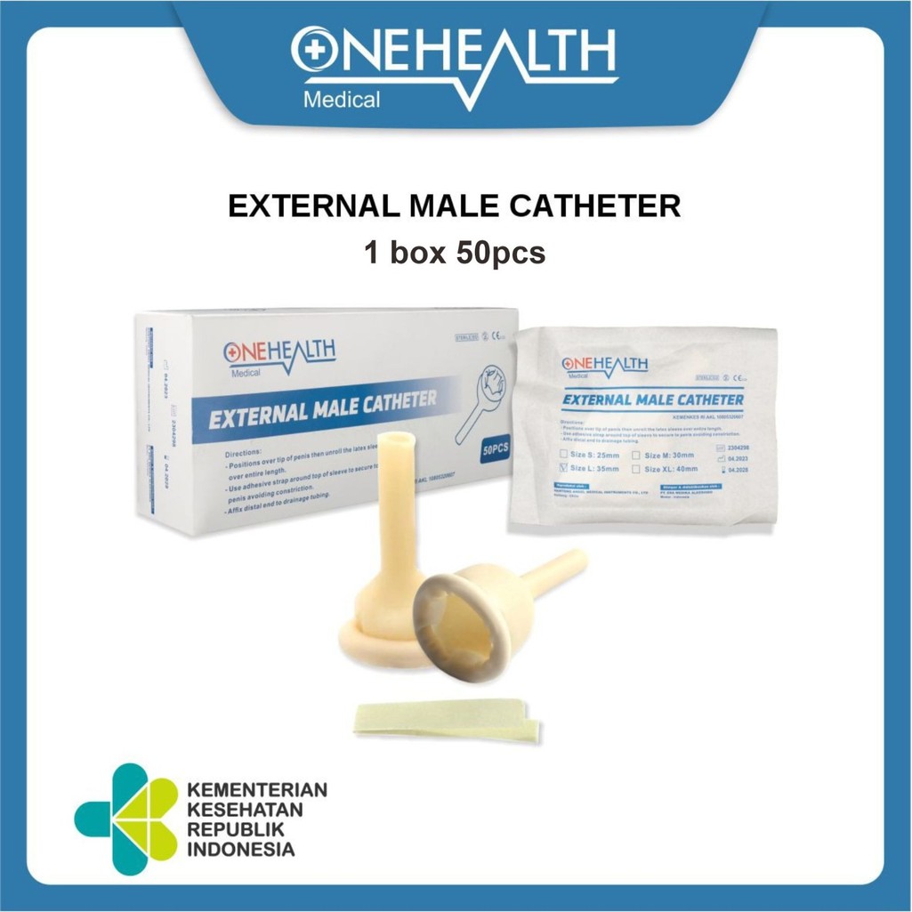 Onehealth External Male Catheter Kondom Kateter Pria untuk Inkontinensia Urin - Box (50 Pcs)