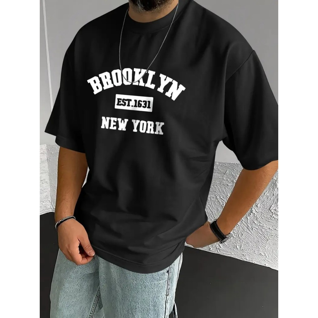 [Kaos Streetwear Hip-Hop] Kaos Pria Hip-Hop yang Lembut dan Nyaman| Grafik Brooklyn New York
