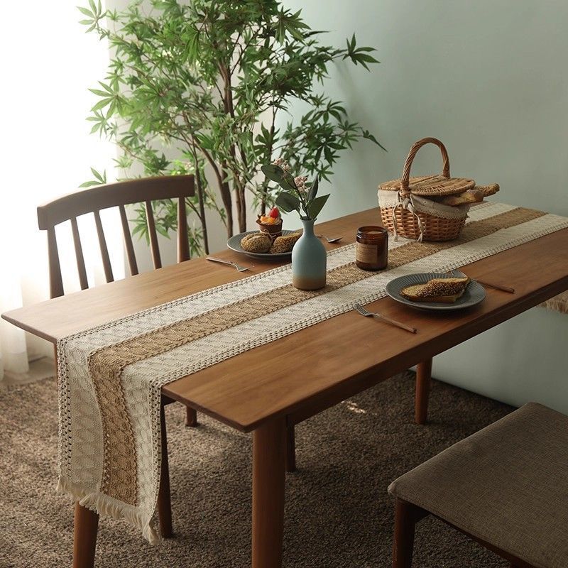 Runner Table Panjang 220cm/taplak Meja Tamu Cantik /taplak Meja Lebaran/taplak Meja Beige