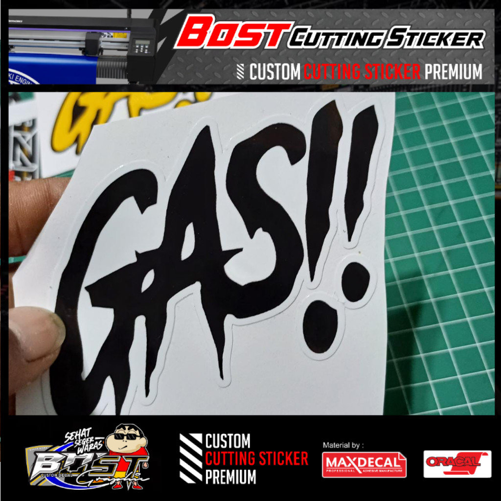 Sticker GASS Printcut Maxdecal Laminasi Glossy