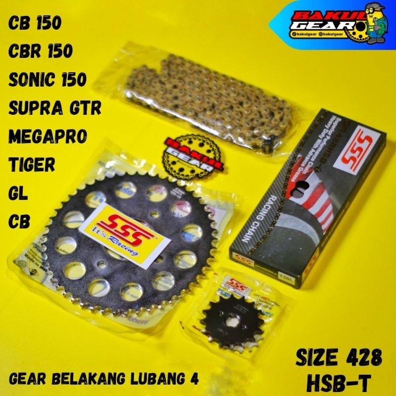 Gear Set SSS CB150r CBR150r Tiger CB GL Verza Megapro Sonic 150r Supra GTR CBR 150 Rantai HSBT KH1