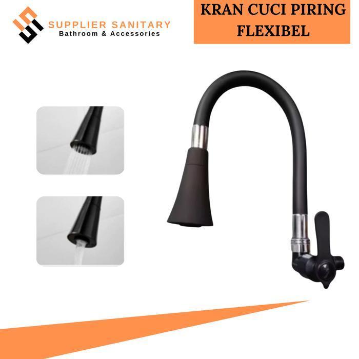KRAN CUCI PIRING FLEXIBEL HITAM/KRAN DAPUR KITCHEN SET/KRAN WASTAFEL Air - Dinding