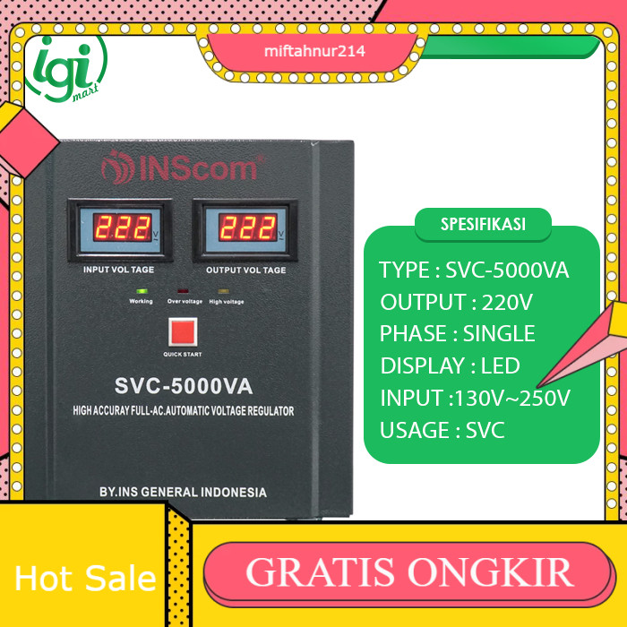 STABILIZER AUTOMATIC VOLTAGE 5000W STAVOLT SVC 5000VA STAVOL LISTRIK