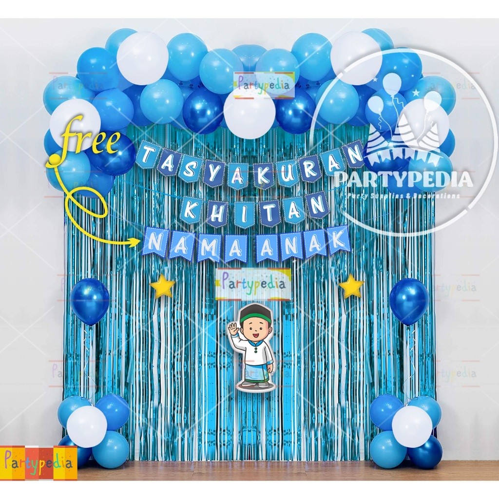 Rizki28 - Paket Dekorasi Tasyakuran Khitan Lengkap Balon Dan Bunting