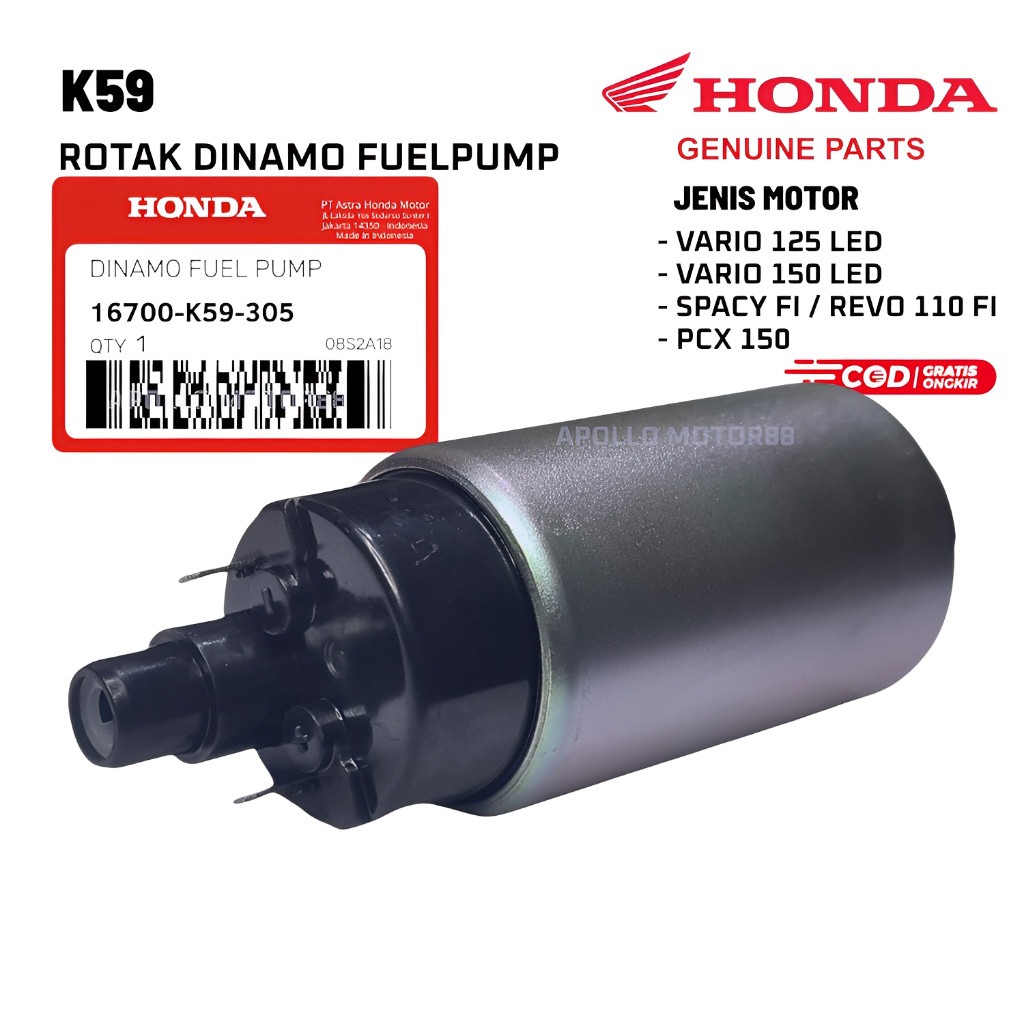 Rotak Vario 125 Led / Vario 150 Led / Spacy Fi / Revo 110 Fi / Pcx 150 / Rotak Dinamo Fuel Pump K59