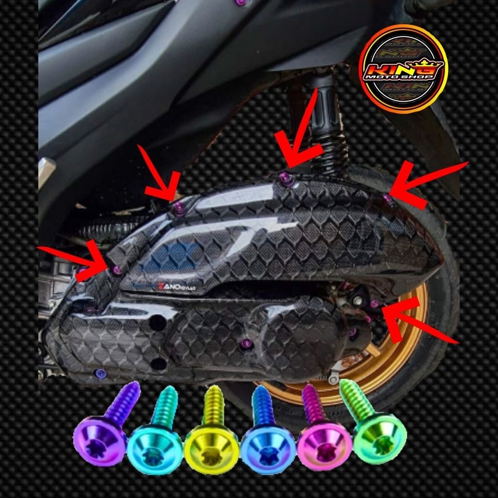 baut filter titanium nmax & aerox baut filter aerox titanium satu set 6 biji