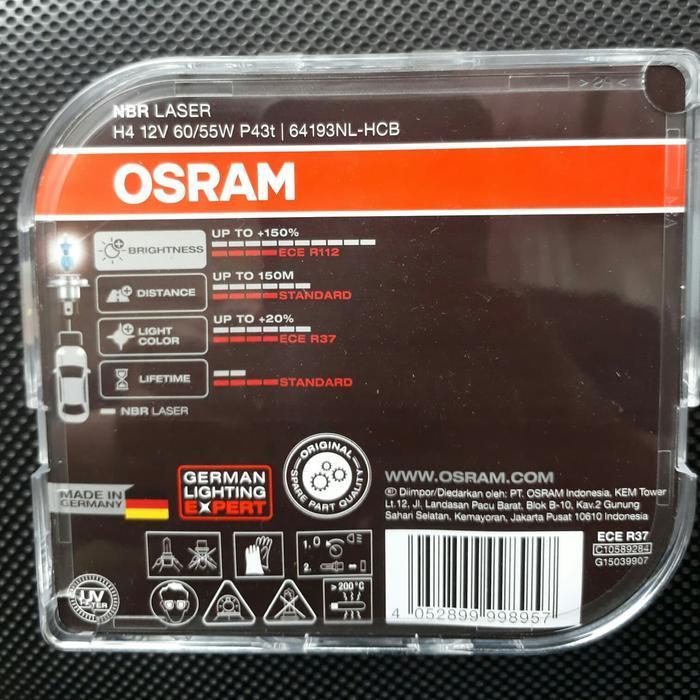 Bohlam Lampu Hyundai Atoz i10 i20 Avega Grand Avega OSRAM H4 NBR LASER