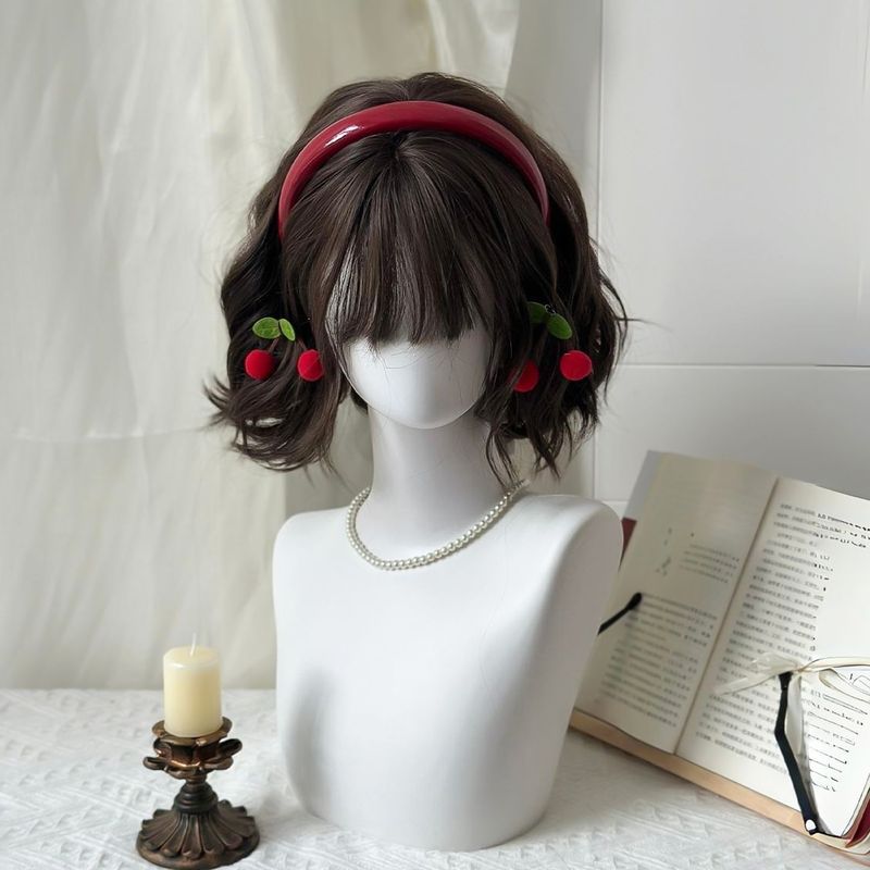 Brown Wig Short Hair Women Short Curly Hair Fluffy Realistic Full Wig