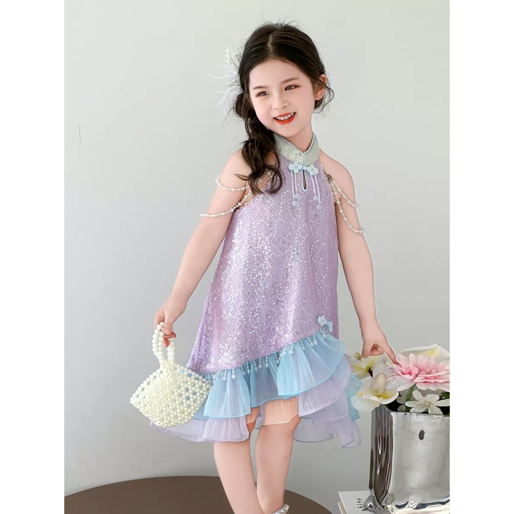 Mermaid Sequins Qipao Dress /Gaun Dress Pesta Anak Perempuan
