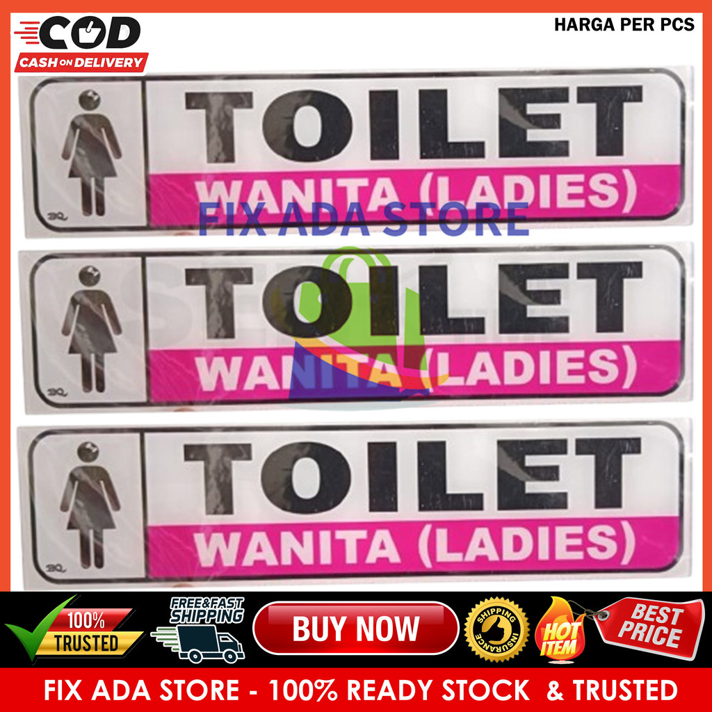 Papan Label Akrilik Toilet Wanita Ladies Stiker Acrylic Sign Signage Board Tanda Larangan Tulisan Tu