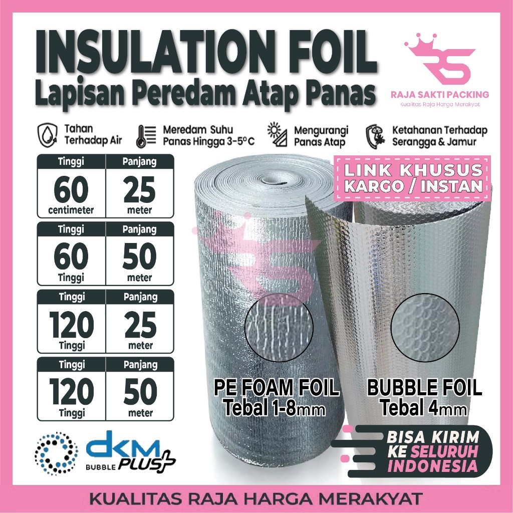 Peredam Panas Atap DKM Bubble Insulation Foil Roll  Bubble Alumunium Foil Foam Alumunium Foil Roll K
