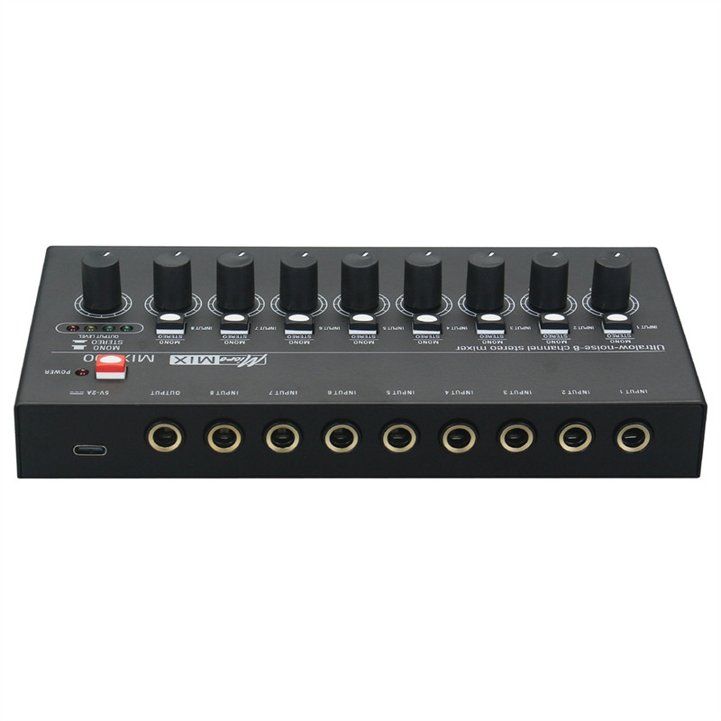 Excellent MIX800 8 Channel Ultra Low Noise Stereo Line Mixer Mini Professional Sound Mixer Auos Mixe