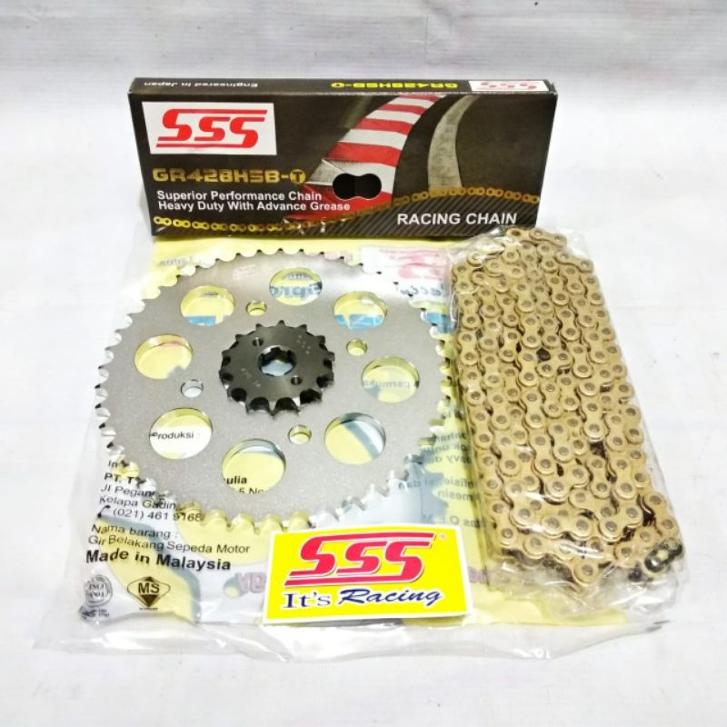 Gear set SSS 428 CB150R - CB150R LED - CBR 150 rantai GOLD HSBT (Baut 4)