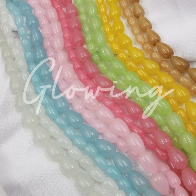 ( PER RENTENG ) STONE KRISTAL MANIK KACA BENTUK TETES GIOK TETES UKURAN 8 MM DAN 12 MM KUALITAS BAGU