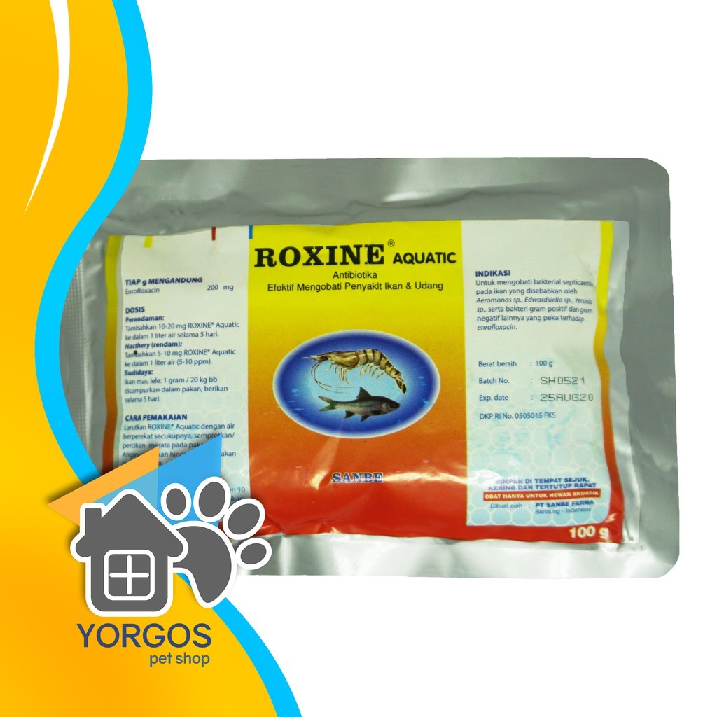 Antibiotik Ikan Enro Enrofloxacine Roxine Aquatic Sanbe Farma 20% Enrofloxacine ap