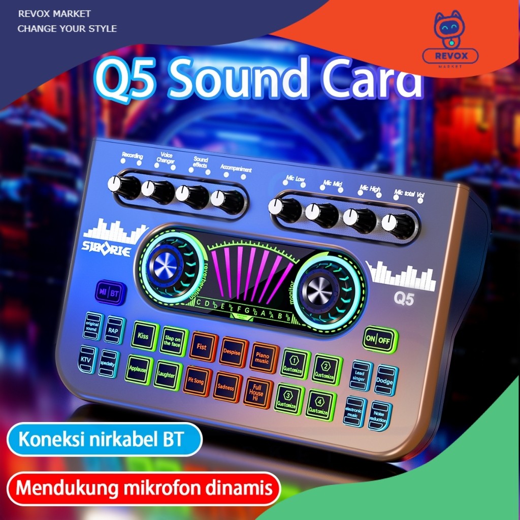 REVOX - Siborie Soundcard Q5 soundcard Audio USB External Sound Card mic Mixer Bluetooth phone PC - 