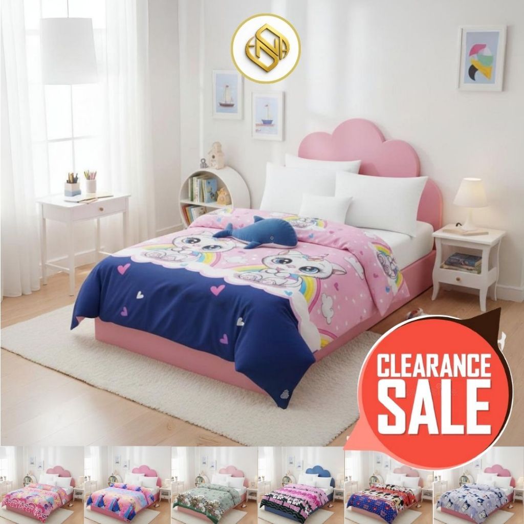 BEDCOVER ANAK PEREMPUAN/Bedcover Tanpa Sprei Motif Bahan Katun Lokal Ukuran Single&King