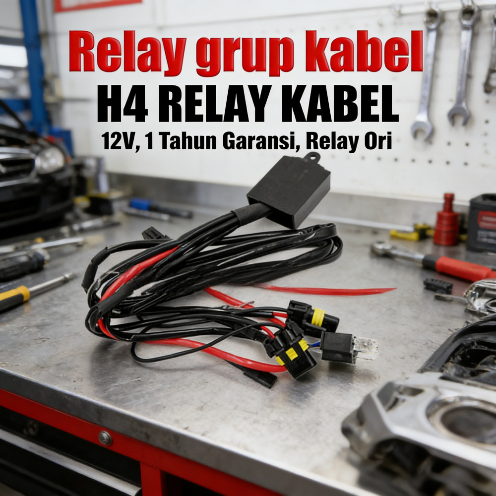 HID MOTOR KABEL K6 ORI RELAY MERAH | SET H4 BILED GARANSI 1 TAHUN KABEL
