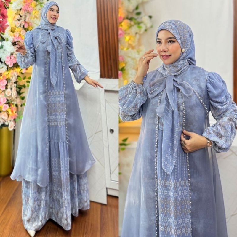 AA12 Queensha By Humaira Dress Set Hijab Gamis Kekinian