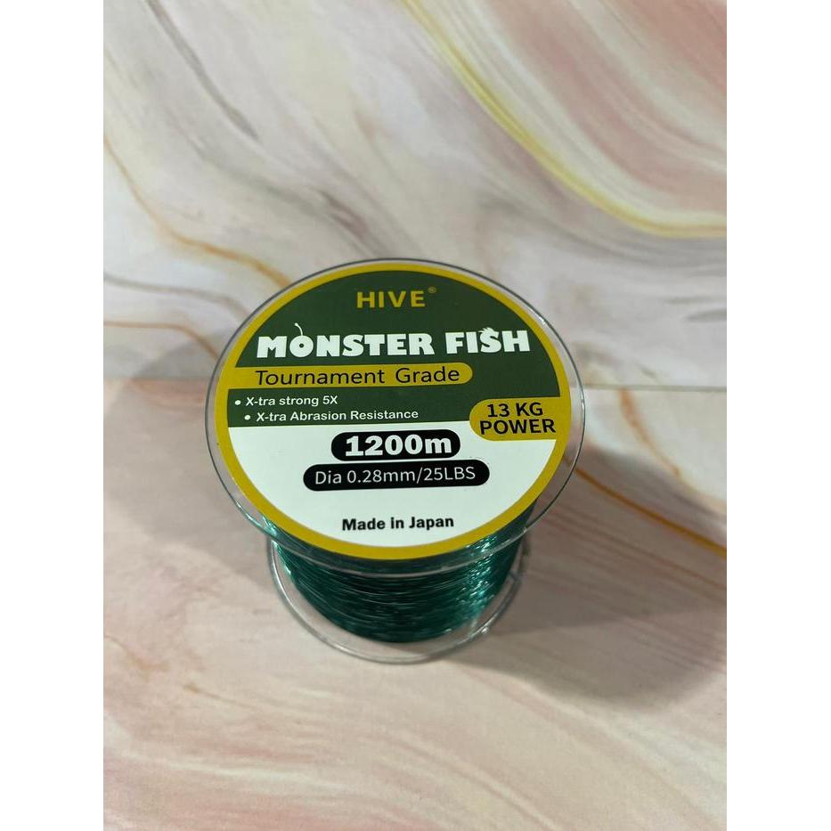 Promo HIVE Monster Fish Senar Pancing Kuat 500m-1800m Bahan Nilon Impor Japan Max Drag 6-30KG - GREE