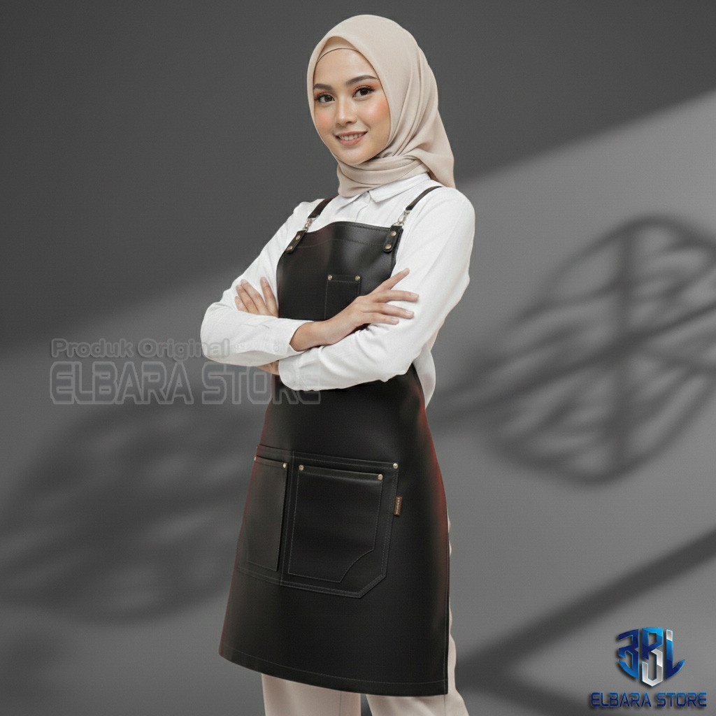 Original Apron Keren Premium Apron Keren Bahan Kulit Celemek Barista Celemek Masak Pria / Wanita Apr