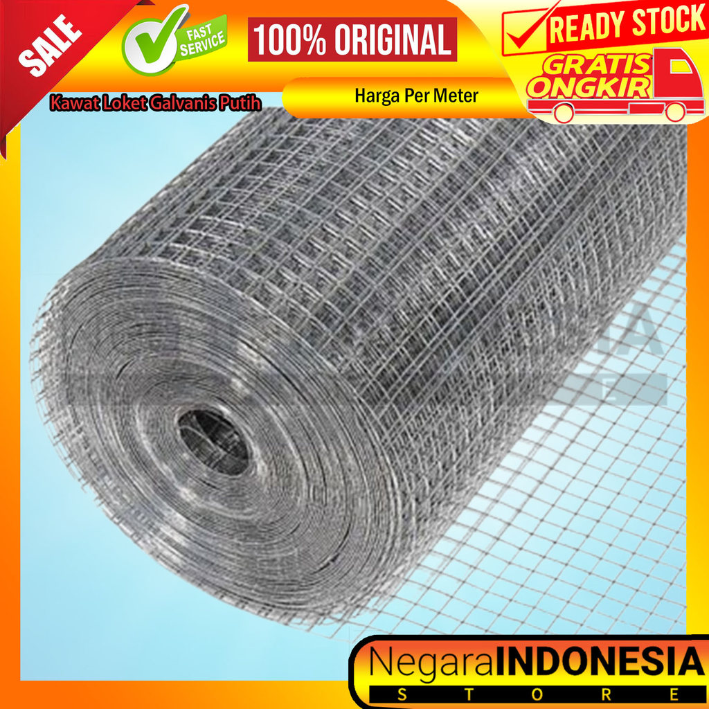 Kawat Loket Galvanis Putih Per Roll 10 Meter Anti Karat Tebal Kuat Ram Kawat Besi Pagar Kandang Ayam