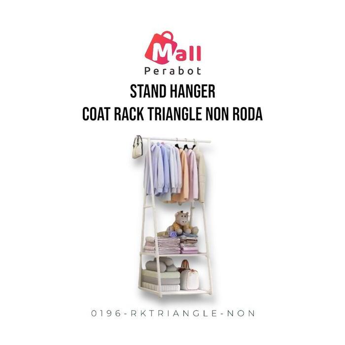 MRO Mall Perabot | Stand Hanger Triangle | Coat Rack Gantungan Besi Berdiri Topi Baju Tas - Putih, T