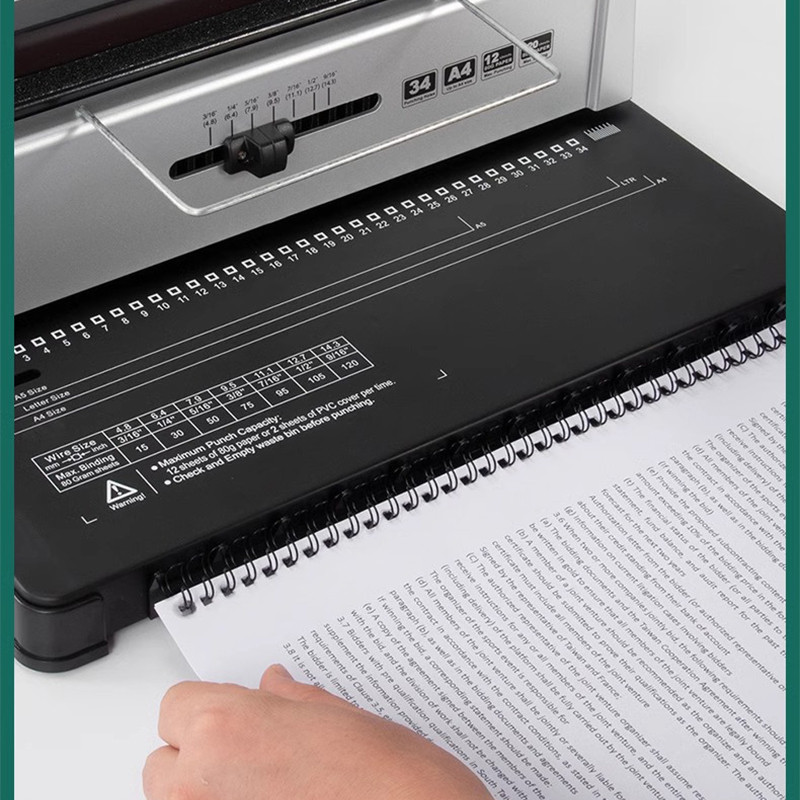 Coil Spiral Binng Machine Manual Book Maker 34Holes Binng 120 Sheets Punch Binder with Adjustable Co