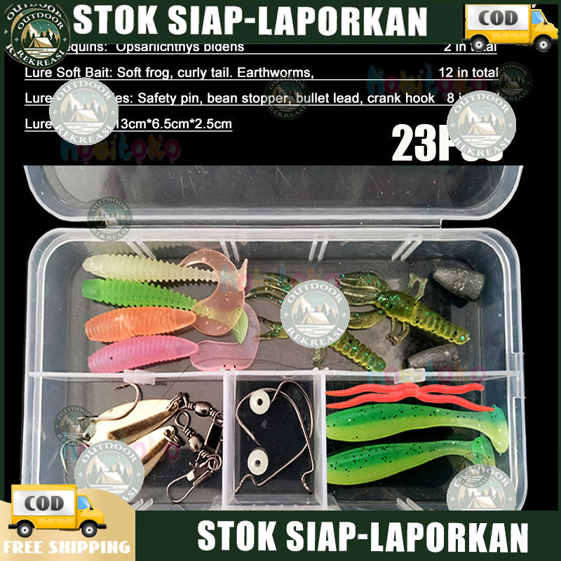 23Pcs Soft Lure 1set Soft Bait Fishing Lure Umpan Pancing Gabus Umpan Lembut Soft Lure Casting Umpan