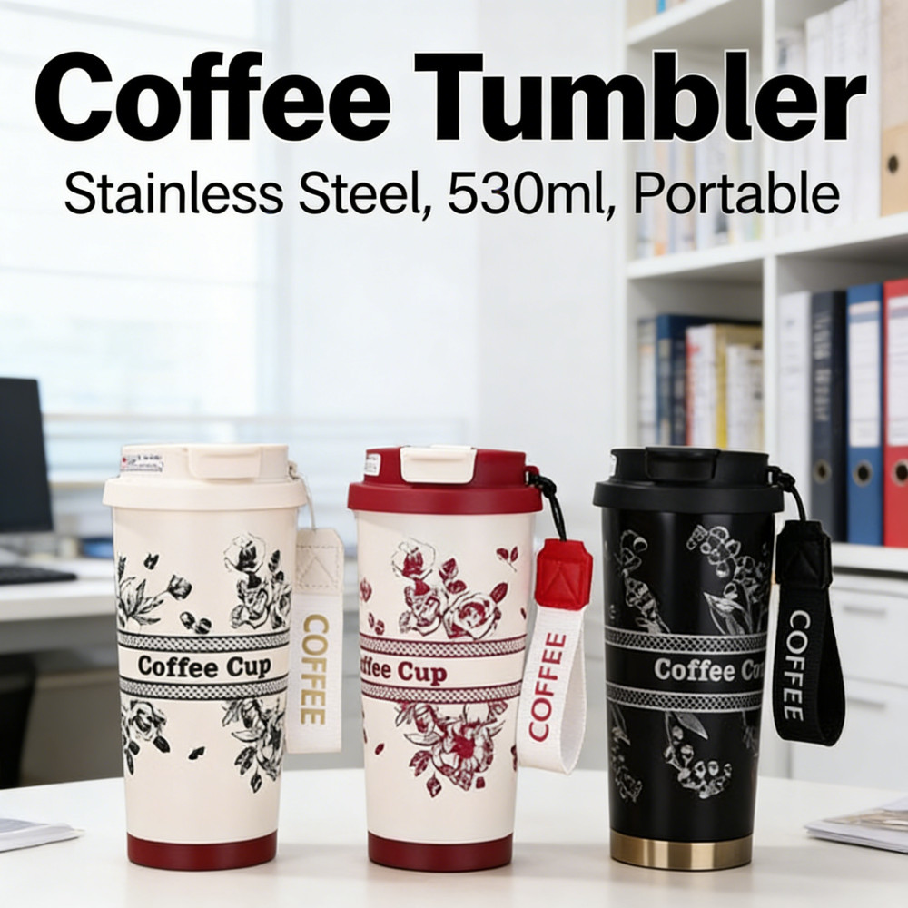 Botol Kopi Minum Tumbler Mug Termos Cangkir Portable 530ml Kenangan Kopi Coffee Tumbler
