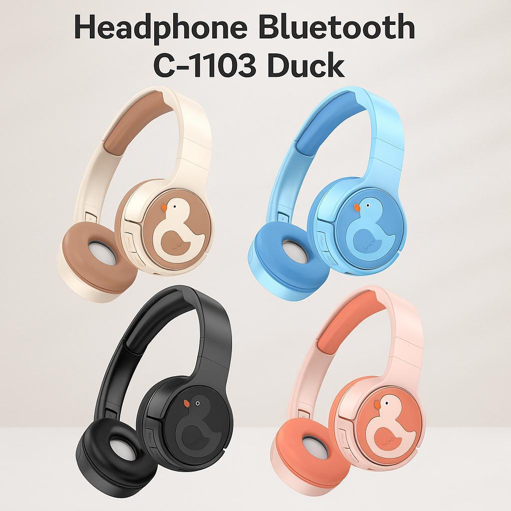 C1103 Headset Bluetooth Duck Headphone Anak Lucu Bisa Earphone Wireless Gambar Bebek