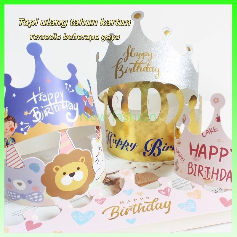 Topi Ulang Tahun Kartun Anak-anak / Topi Mahkota Dekorasi Pesta / Topi Kue Lucu untuk Anak Laki-laki