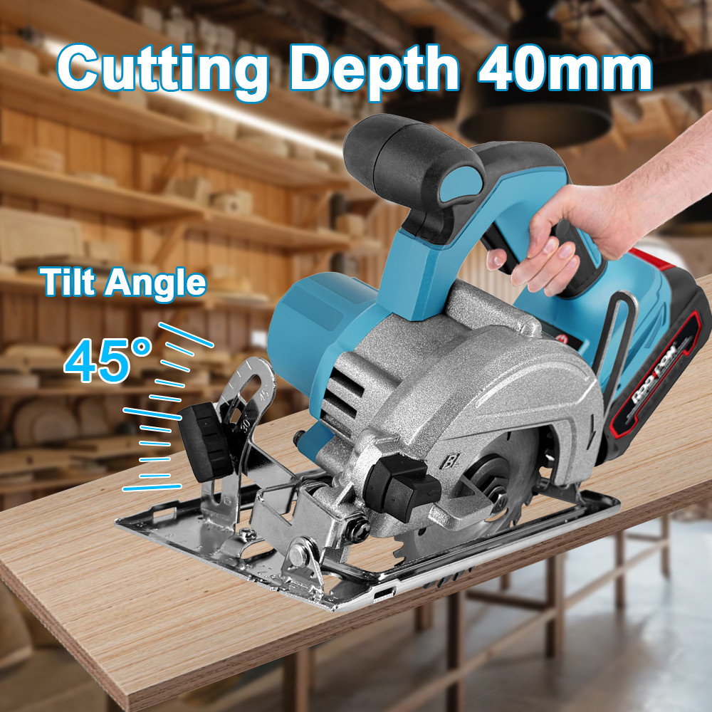Brushless Electric Circular Saw 5Inch Cordless Electric Saw Multi-Angle Woodworking Cutter Power Too