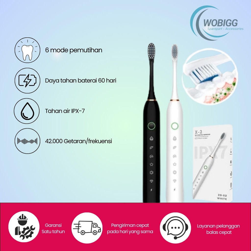 Sonic Electric Toothbrush-Sikat Gigi Elektrik Multifungsi Untuk Dewasa Anak Behel&Gigi Sensitif