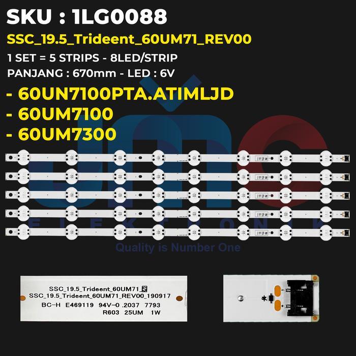 Led Backlight TV 60UN7100PTA.ATIMLJD 60UM7100 60UM7300 8led/strip lensa kancing besar