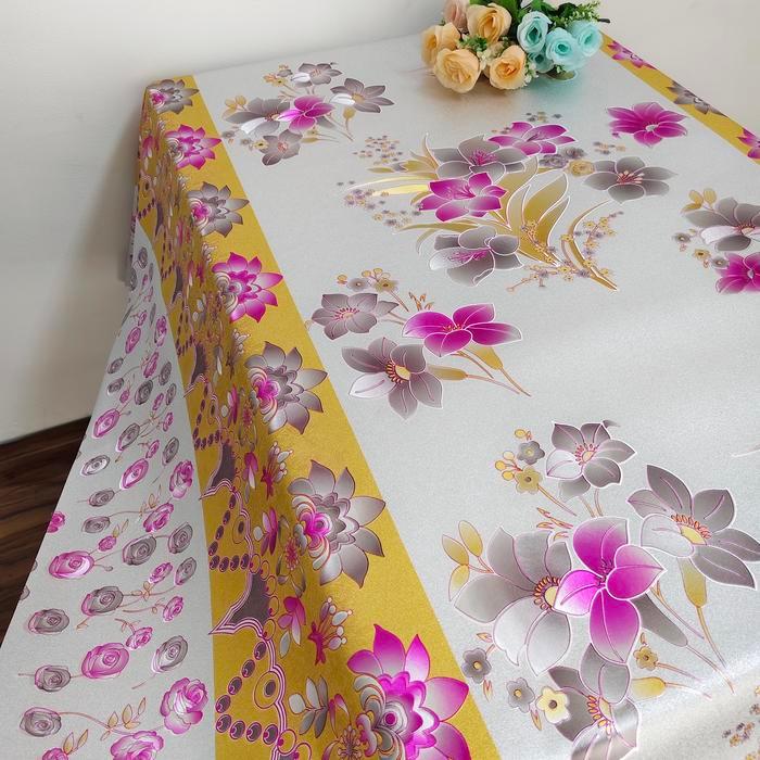 HOT PRODUK Taplak Meja PVC Perak Hot Stamping Tahan Air Berkualitas Tinggi Pola Bunga Warna-warni,ta