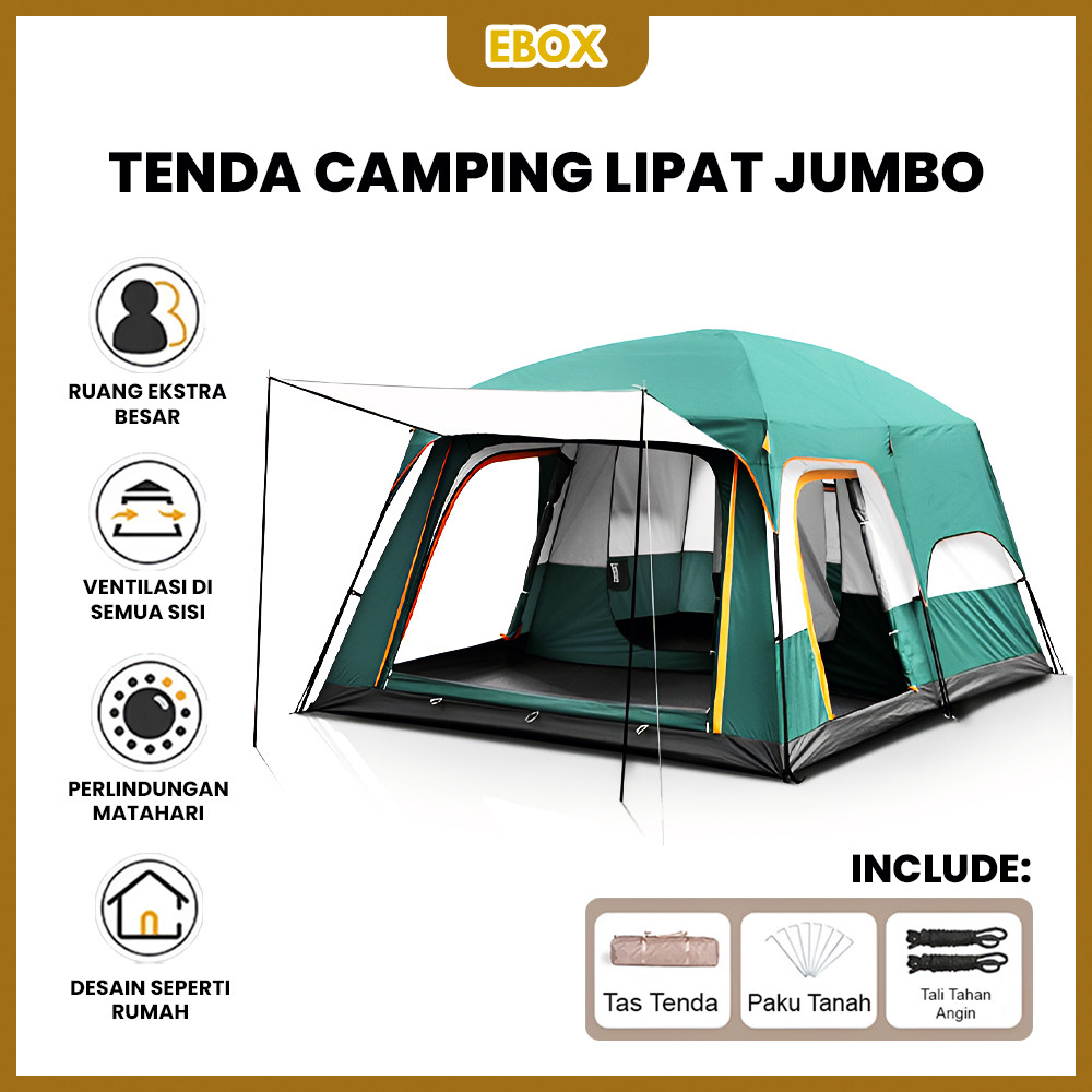 Tenda Camping Jumbo 10-13 Orang Tenda Outdoor Ada 2 Ruangan Waterproof Luxury Automatic