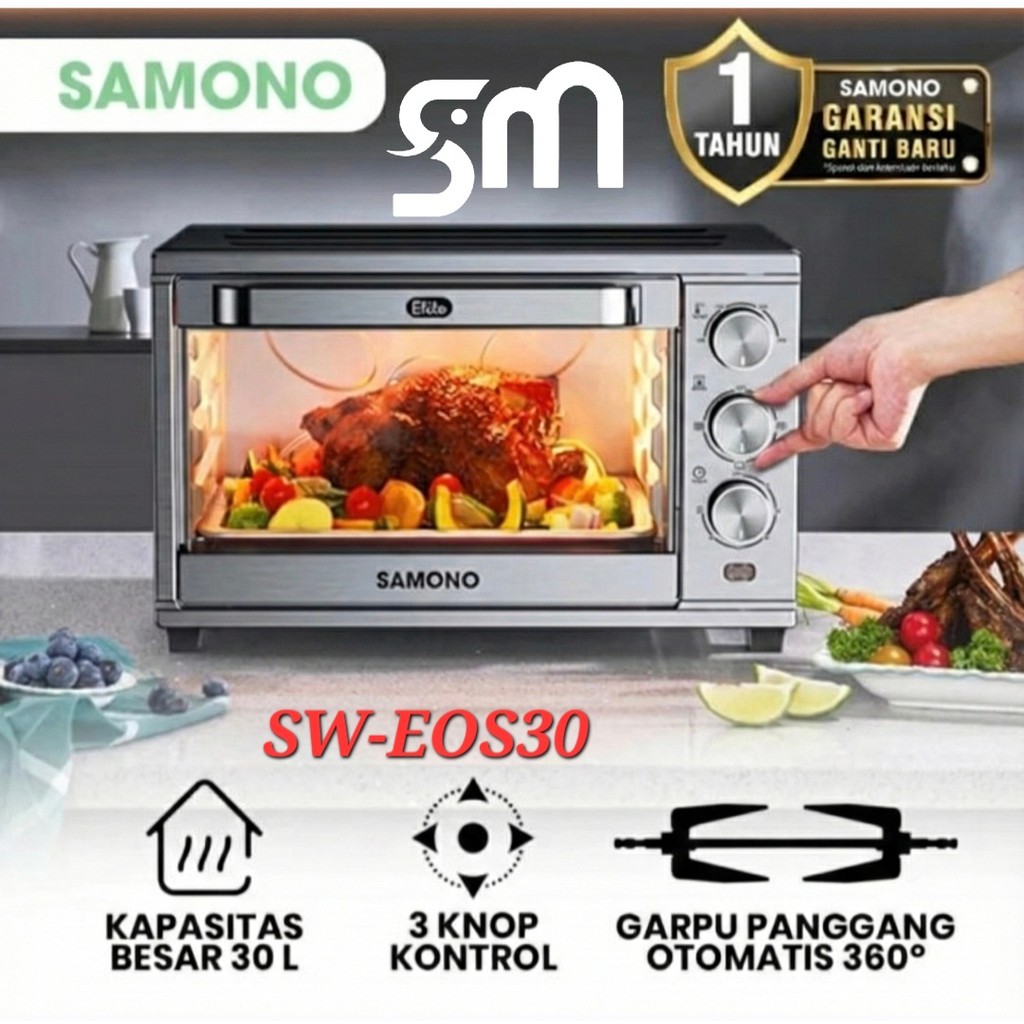 Oven Listrik Samono SW-EOS30 30L Electric Oven Low watt 400w SWEOS30 Rotisserie