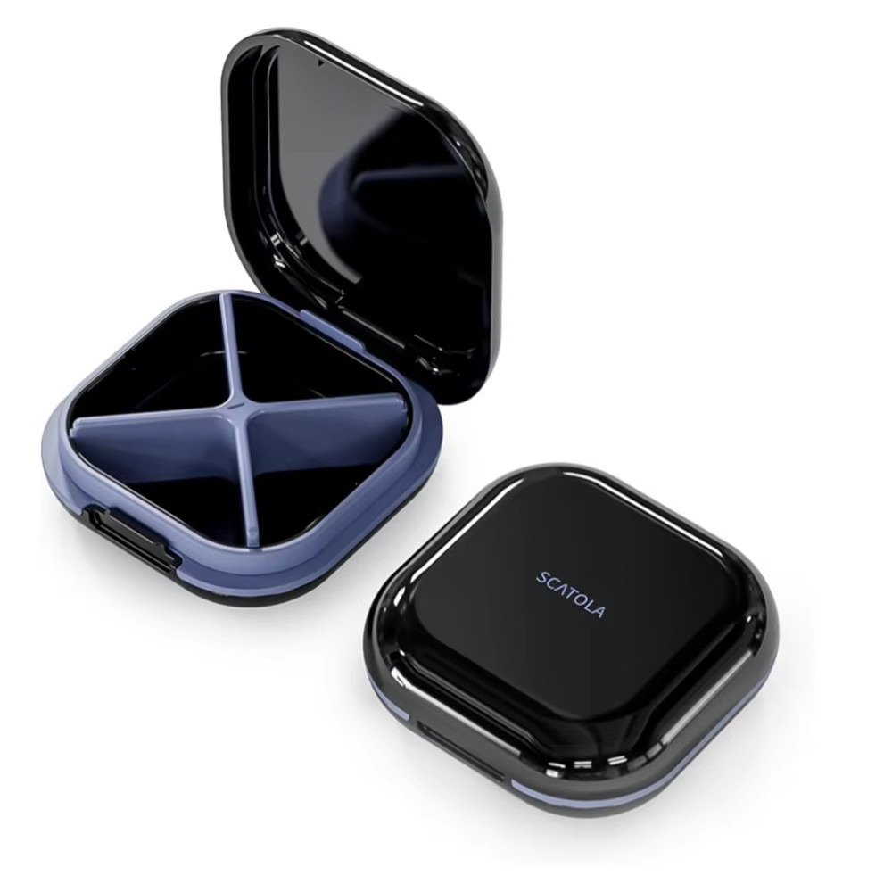 Mini Pill Box Tra el Pill Box Lightweight 4 Compartment Pocket Pill Container Daily Portable Medicin