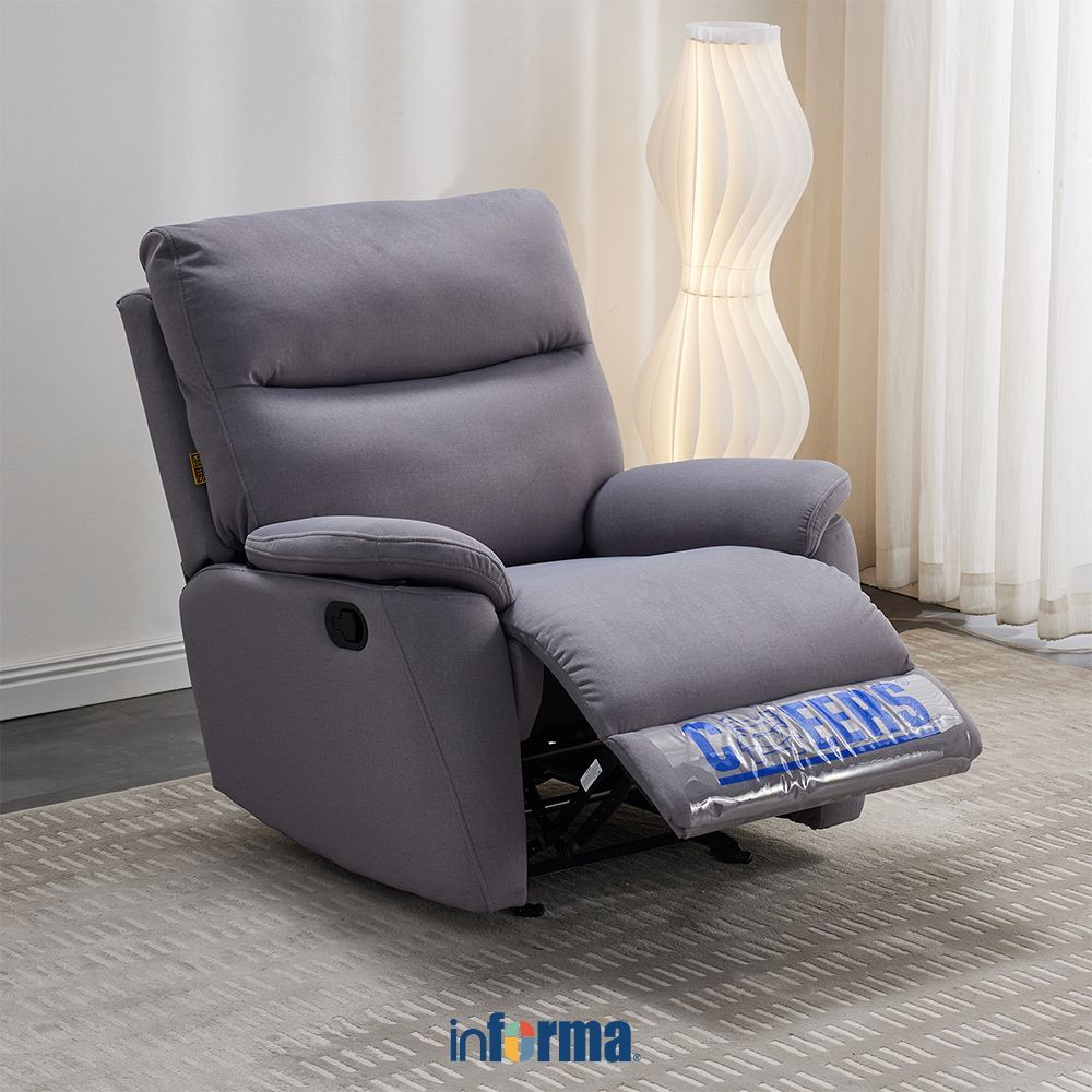 Informa Cheers Mondi Sofa Recliner Rocking Fabric 1 Seater - Abu-Abu Tua Kursi Santai Sofa Ruang Tam