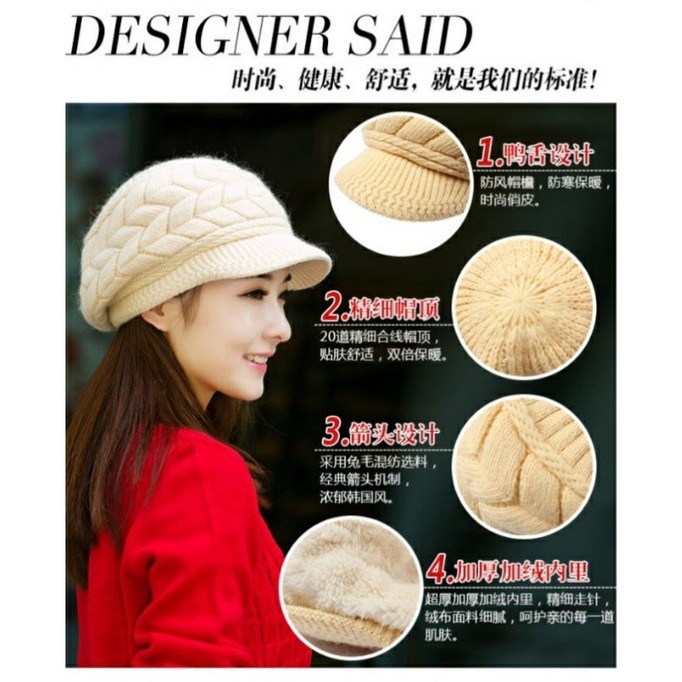 ANLICA - TOPI RAJUT TOPI HIJAB TOPI WOOL HANGAT WANITA  terbaru