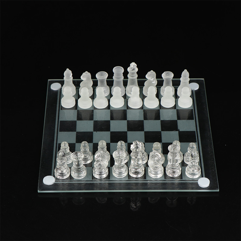 1Set Craft Crystal Glass Chess Set Acrylic Chess Board Anti-broken Elegant Glass Chess Pieces Board 