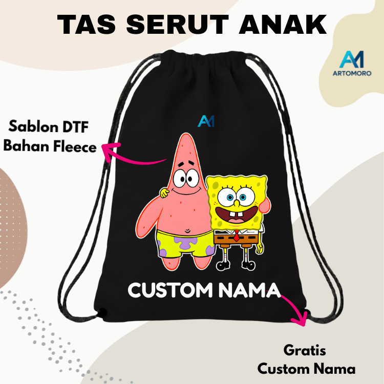 Tas Serut Sekolah Custom Nama Bisa Request Warna  Tas Serut Anak Custom Nama Tas Punggung Kids Free 