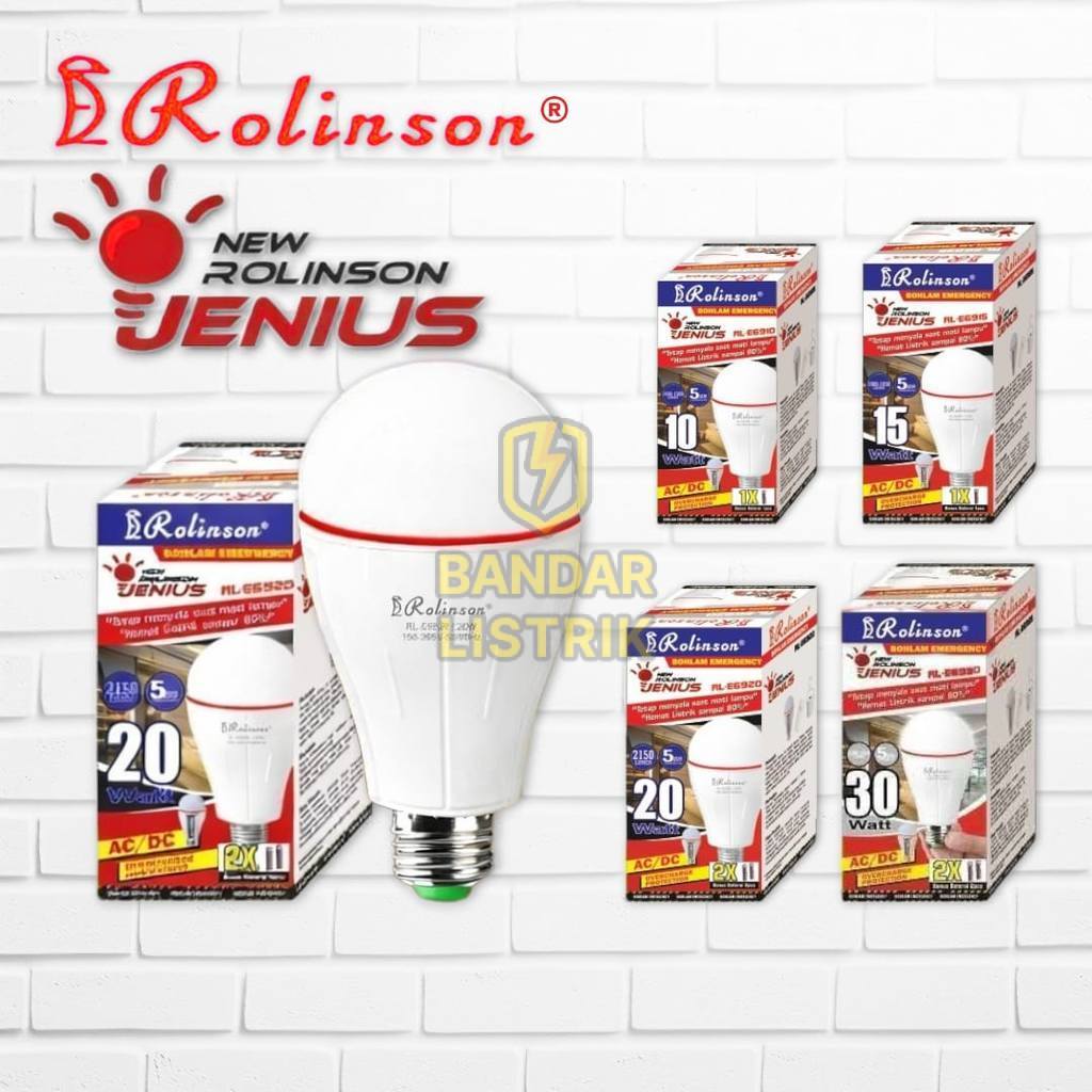 ROLINSON Bohlam Lampu Magic JENIUS LED AC / DC 10W 15W 20W 30W Genius Emergency Darurat  E27 Lithium