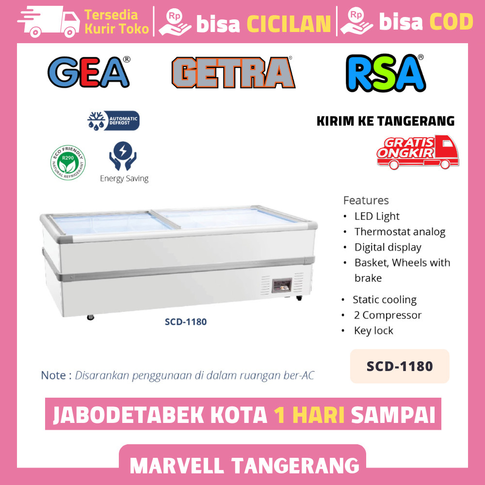 GEA SCD 1180 ISLAND FREEZER SLIDING GLASS FLAT 2 KOMPRESOR