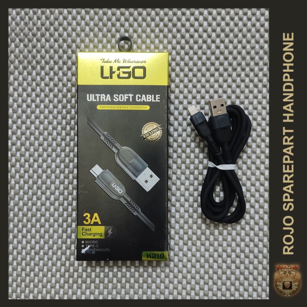 [K218] KABEL DATA FAST CHARGING 3A IPHONE/IP - IGHTNING 1 METER - UGO/LIGO