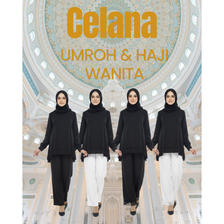 Celana Umroh Haji Wanita Celana Ihrom Wanita Bahan Katun Premium - Renda