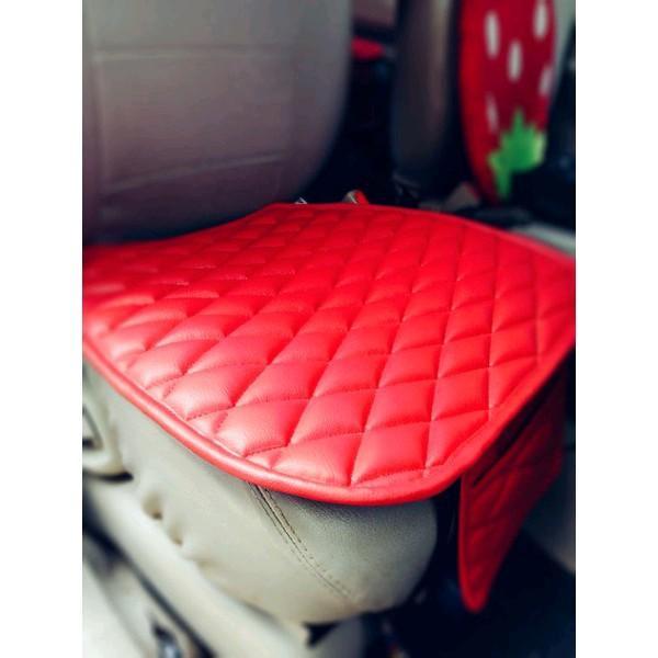 ALAS DUDUK JOK MOBIL DRIVER BAHAN PREMIUM LEATHER BUSA EMPUK - merah